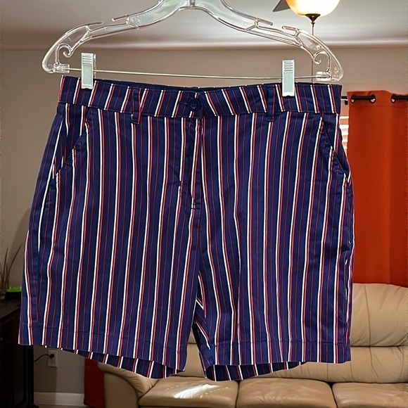 Caribbean Joe Pants - Caribbean Joe Women’s Chino Style Red White Blue Striped Shorts Size 10